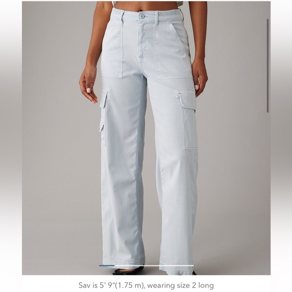 American Eagle Outfitters Pants - AE Dreamy Drape Stretch Cargo Super High-Waisted Baggy Wide size 6Reg
